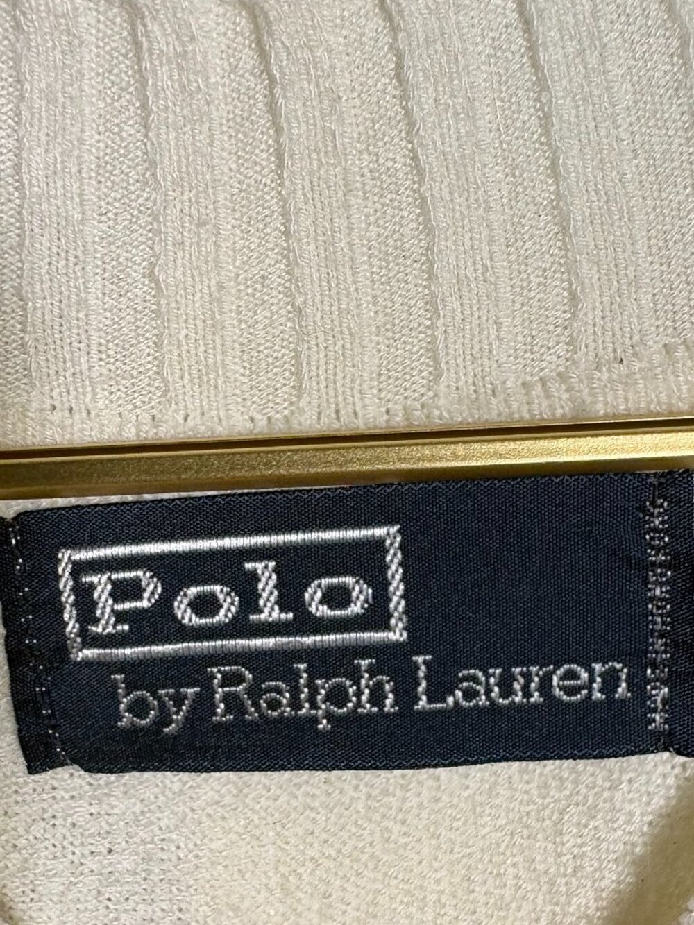 Polo Ralph Lauren V-Neck Knit Sweater Cream Ivory Red Pony Preppy Size M - Picture 3 of 6